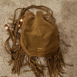 Bag long strap leather with fringe like new